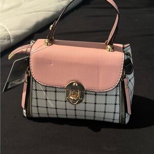 Pink and White Checkered Women's Bag